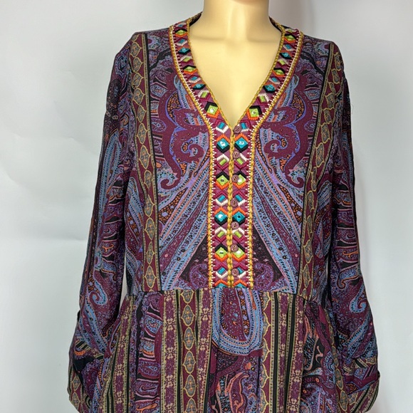Soft Surroundings The Mira maxi Dress Purple Bohemian Paisley Sz M - Picture 5 of 9